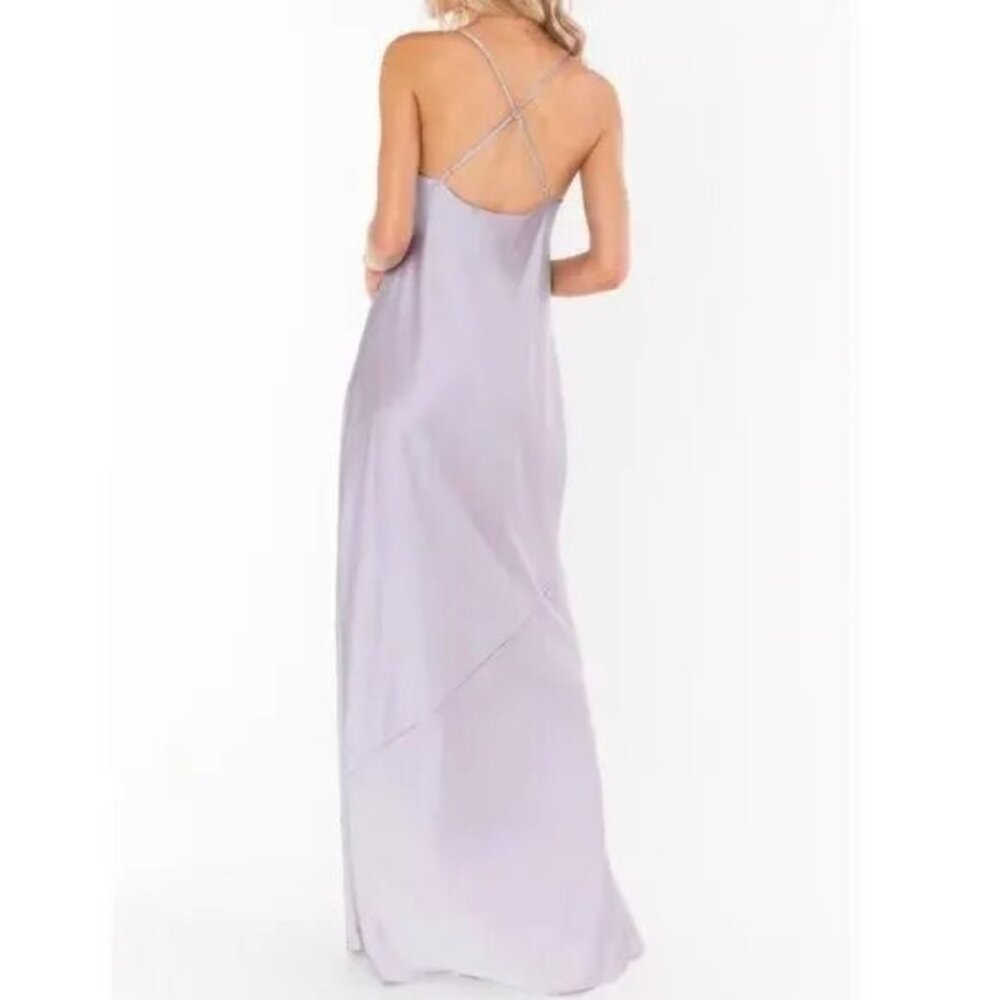 Show Me Your Mumu XS Tuscany Maxi Slip Dress Cowl Neck Dusty Purple Formal Satin - Picture 10 of 11
